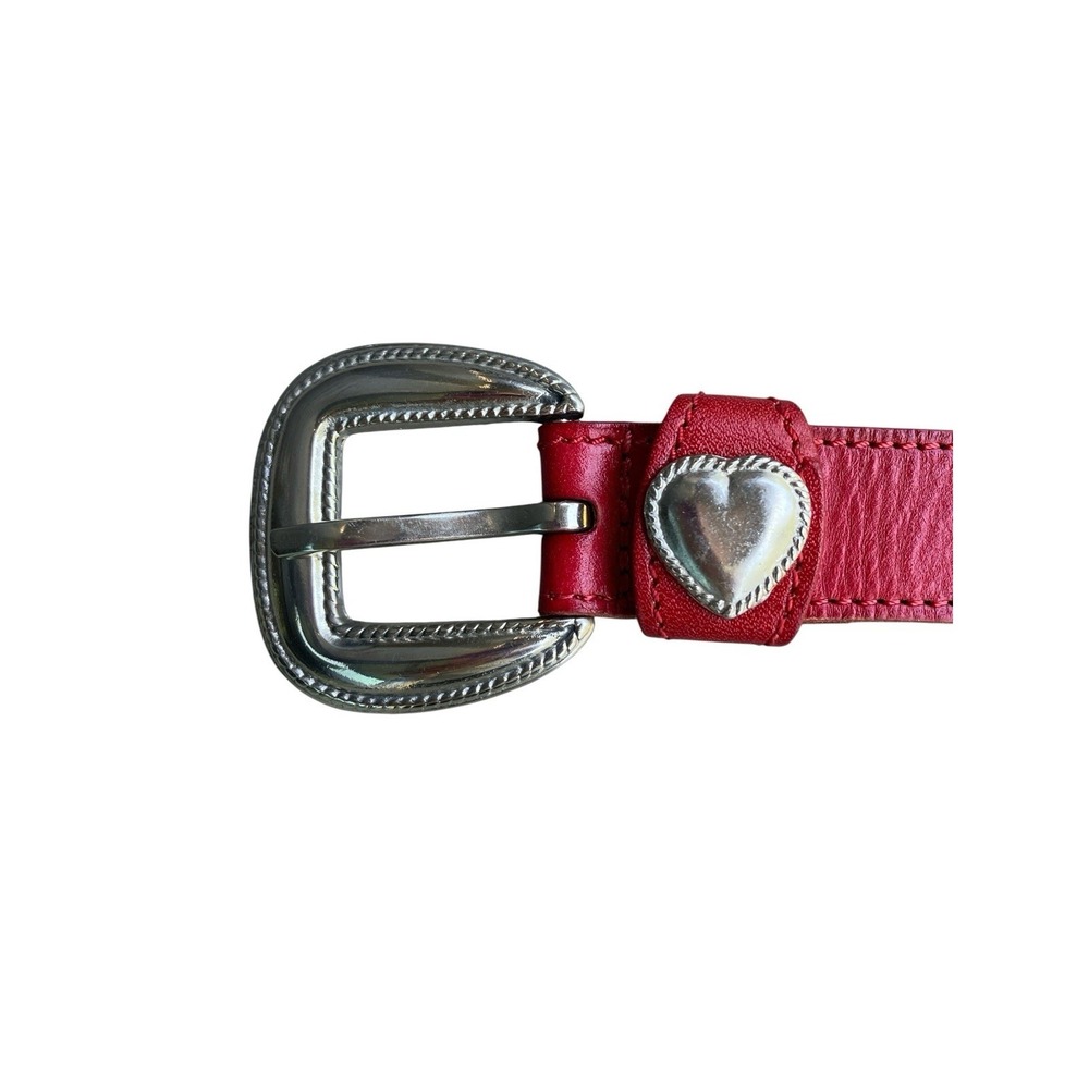 Vintage Red Leather Western Heart Belt Size S/M Silver Concho 90s  Leather Shop - Picture 4 of 6